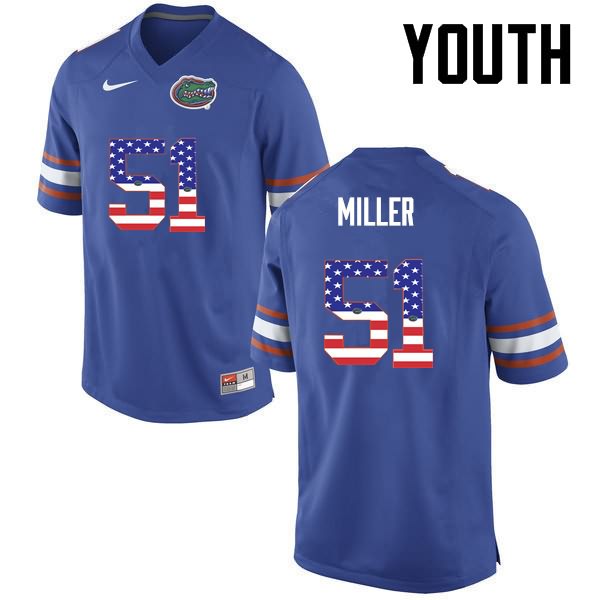 NCAA Florida Gators Ventrell Miller Youth #51 USA Flag Fashion Nike Blue Stitched Authentic College Football Jersey ZPS1864JK